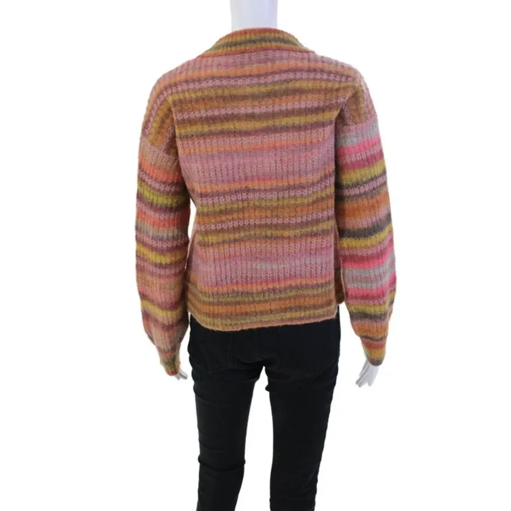 Something Navy Women's Collared Long Sleeves Multicolor Sweater Size XS